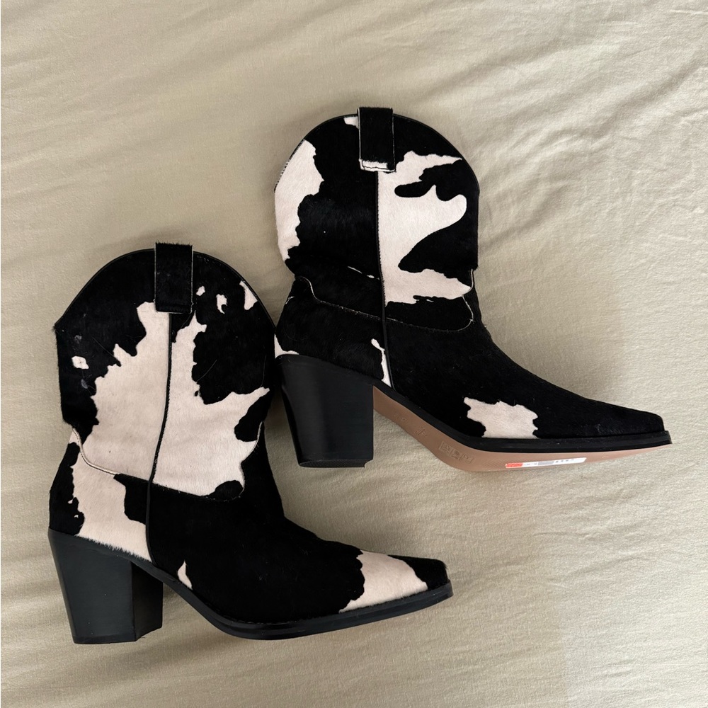 Cow Print Ankle Boots